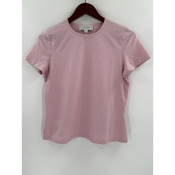 ST John Sport Essentials Marie Gray Easy Wear Pink Tee Size Small USA Made - Picture 7 of 10